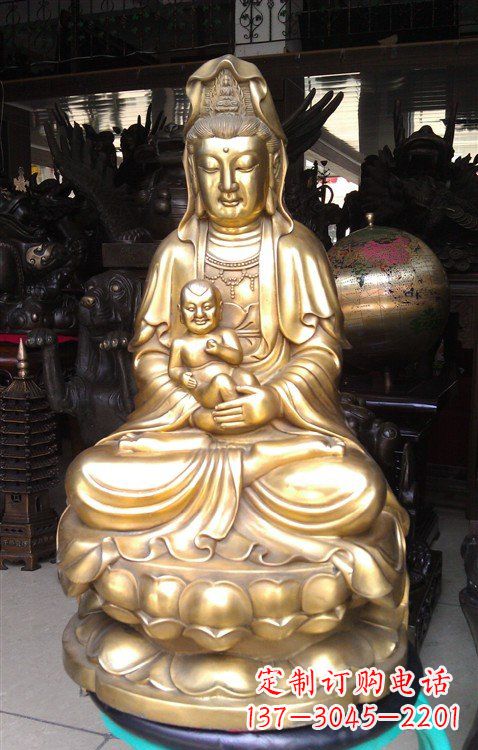 泰安铸铜送子观音雕塑