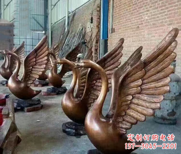 泰安铸铜天鹅喷水动物喷泉雕塑