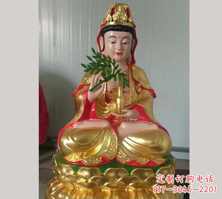 泰安铸铜贴金杨柳观音雕塑