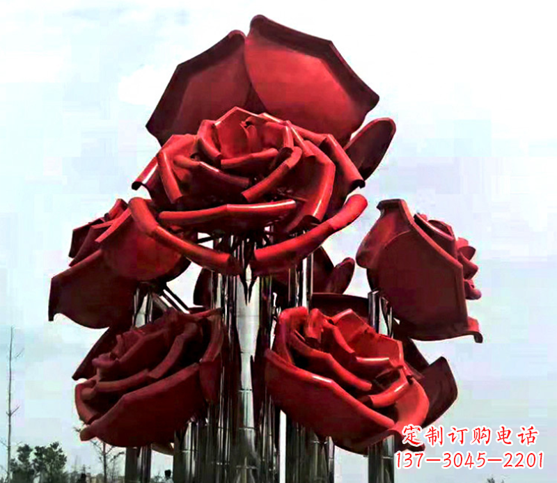 泰安大型不锈钢玫瑰花雕塑