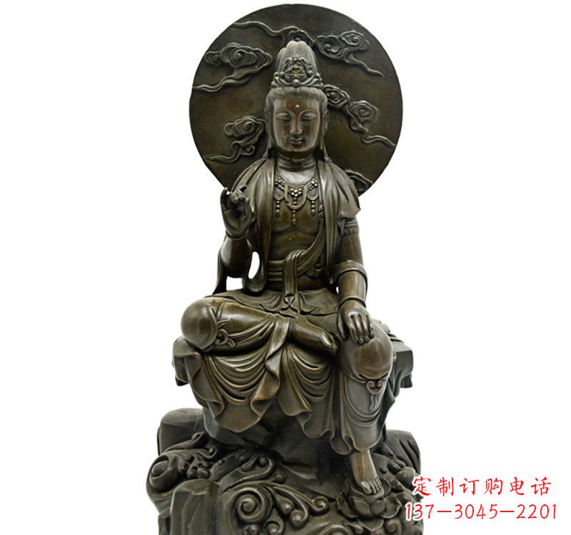泰安自在观音菩萨仿古铜雕佛像