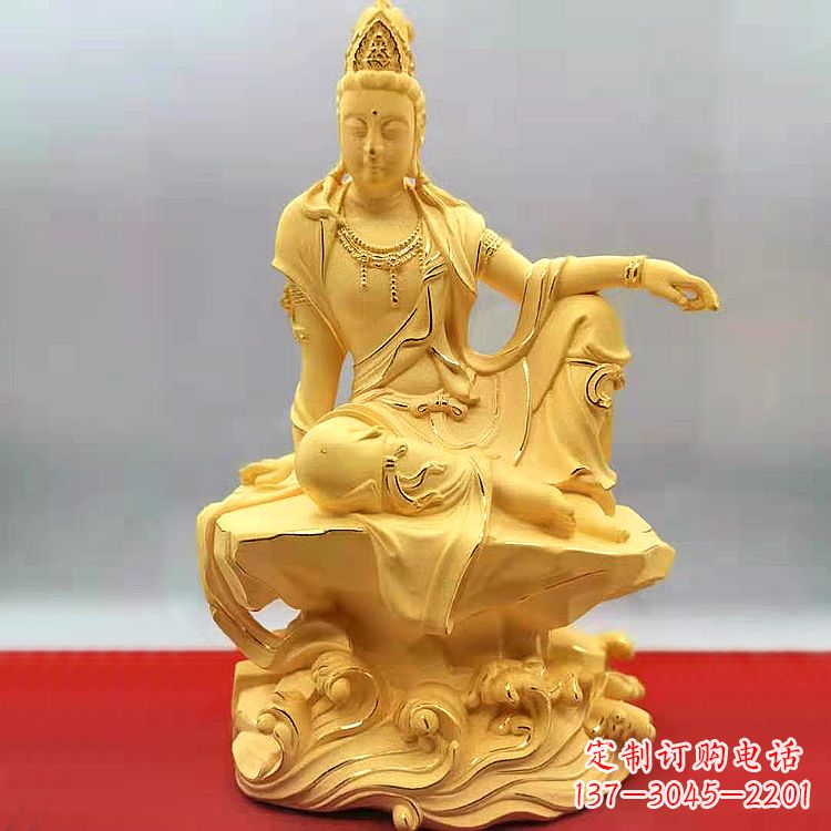 泰安自在观音纯铜镀金雕塑