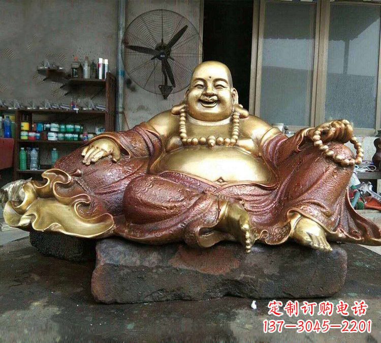 泰安宗教供奉坐式弥勒佛铜雕