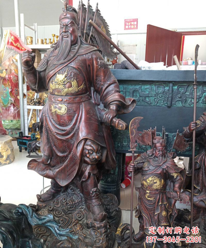 泰安宗教庙宇关公武财神铜雕