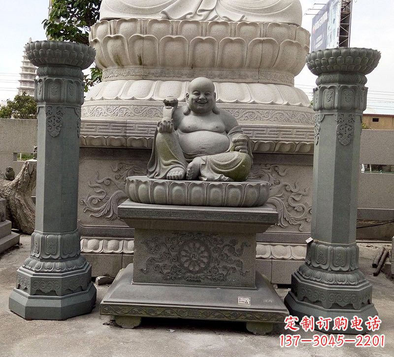 泰安宗教庙宇如意弥勒佛石雕
