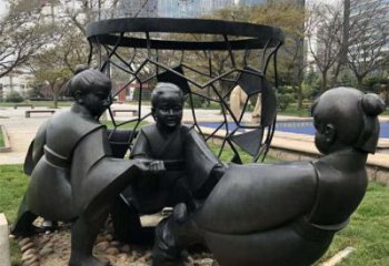 泰安铸铜公园司马光砸缸儿童雕塑