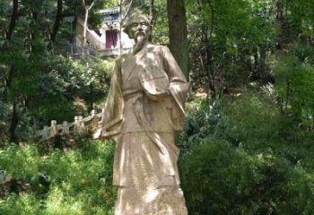 泰安祖冲之公园雕塑-砂岩雕刻的历史名人古代数学家