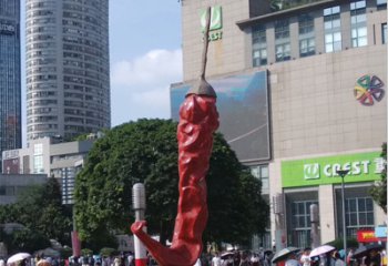 泰安广场不锈钢辣椒雕塑 