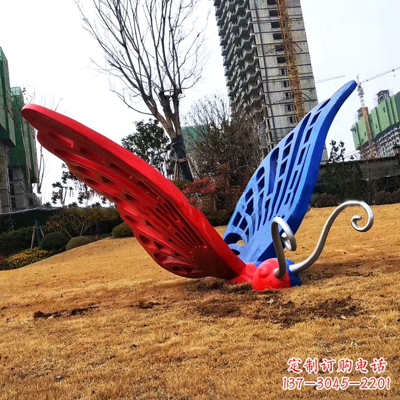 泰安蝴蝶雕塑-不锈钢彩绘门口蝴蝶雕塑
